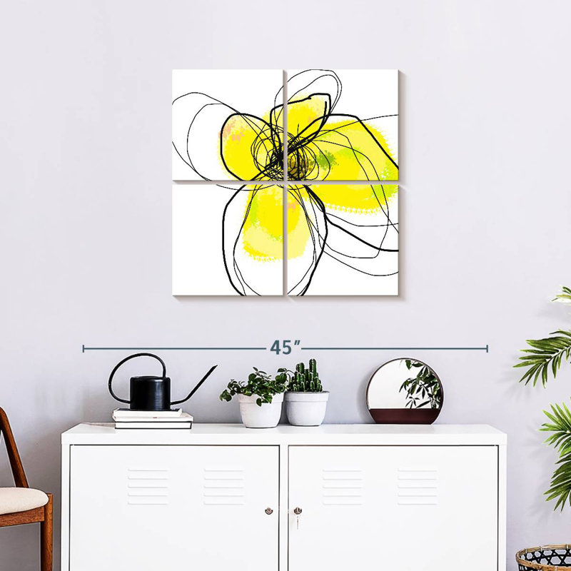 Pétales jaunes III, H 26 po x l 26 po