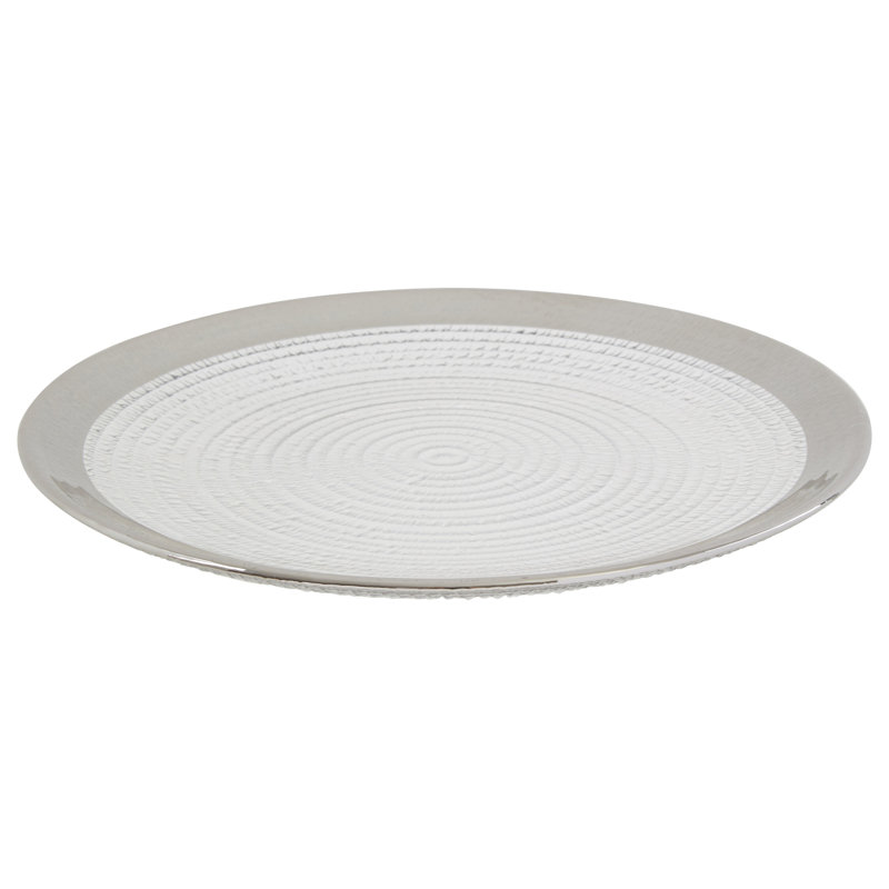 Ida Embossed Glass Coupe Side Plate with Silver Rim