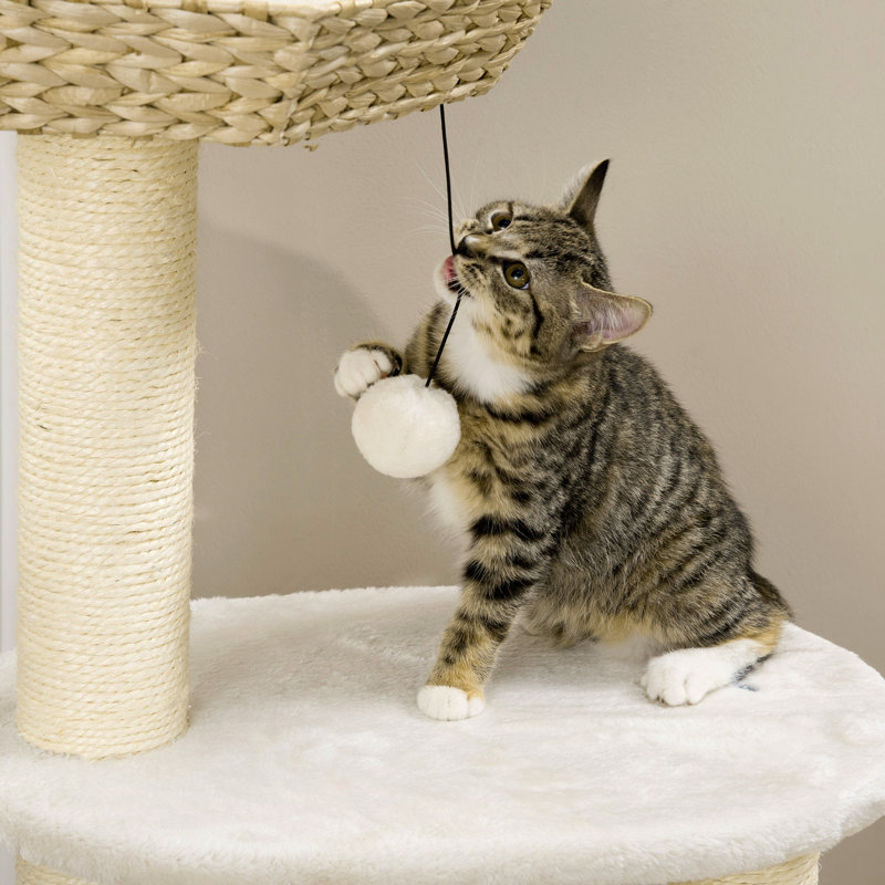 Arbre à chat 47 po, centre d'activités pour chat, jouet d'escalade avec peluches de quenouilles, lit, condo