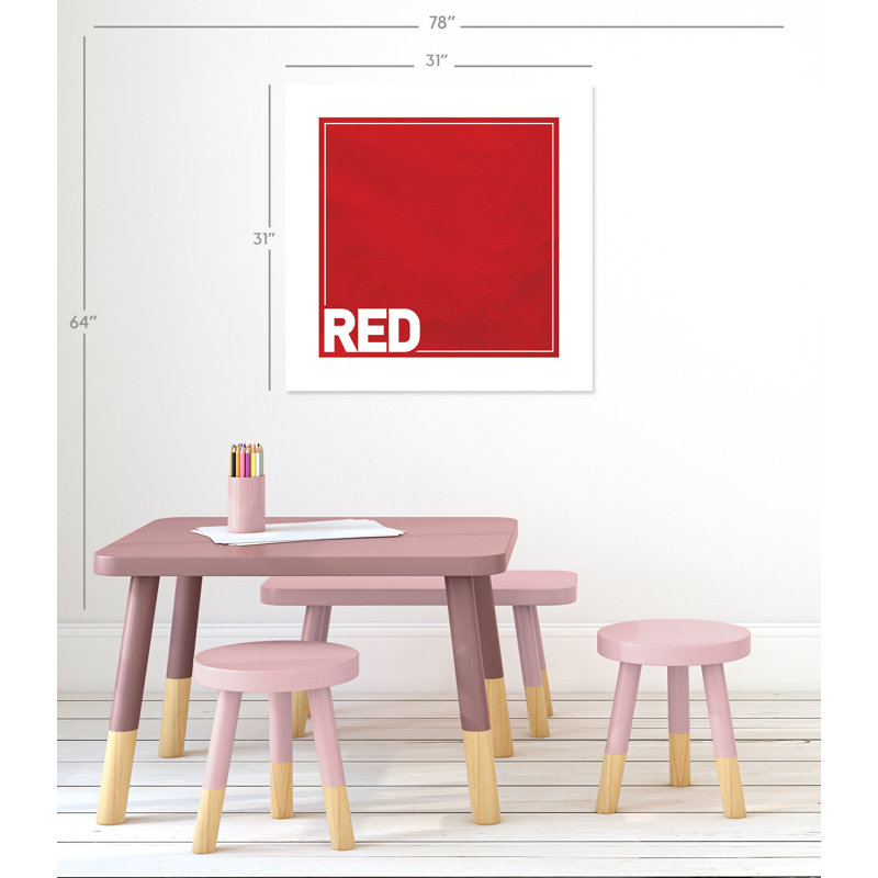 Impression sur papier roulé rouge, H 31 po x l 31 po x P 1 po