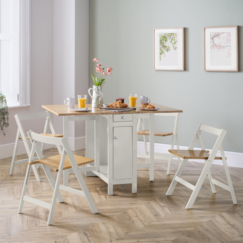 Alfreda 4 - Person Drop Leaf Dining Set, White