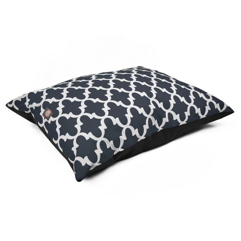 Trellis Geometric Polyester Pet Bed, Large (46" W x 35" D x 7" H, Navy Blue