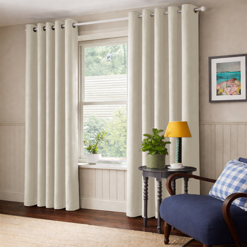 100% Room Darkening Blackout Drapes for Bedroom & Living Room, Cream, 167cm Width x 183cm Drop