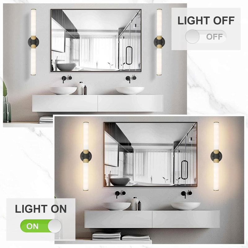 Ensemble d'appliques murales modernes à 2 lumières avec abat-jour en verre pour meuble-lavabo, couloir et salon, Noir mat