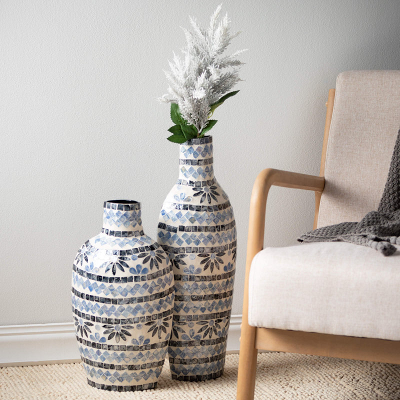 Rositza Capiz Table Vase, 18" H x 9.5" W x 6.7" D