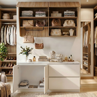 Armoire de base + armoire murale | Design sans poignée et support en métal