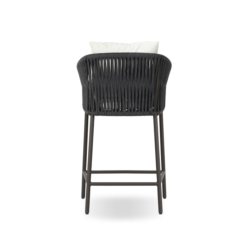 Porto Patio Bar Stool, 26.38", Arashi Salt, Black