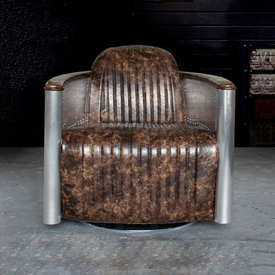 Industrial Style Creative Leisure Swivel Chair Faux Leather Swivel Armchair