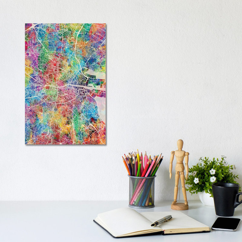 Dublin Ireland City Map I by Michael Tompsett - Wrapped Canvas Gallery-Wrapped Canvas Giclée, 20.32 cm H x 30.48 cm W
