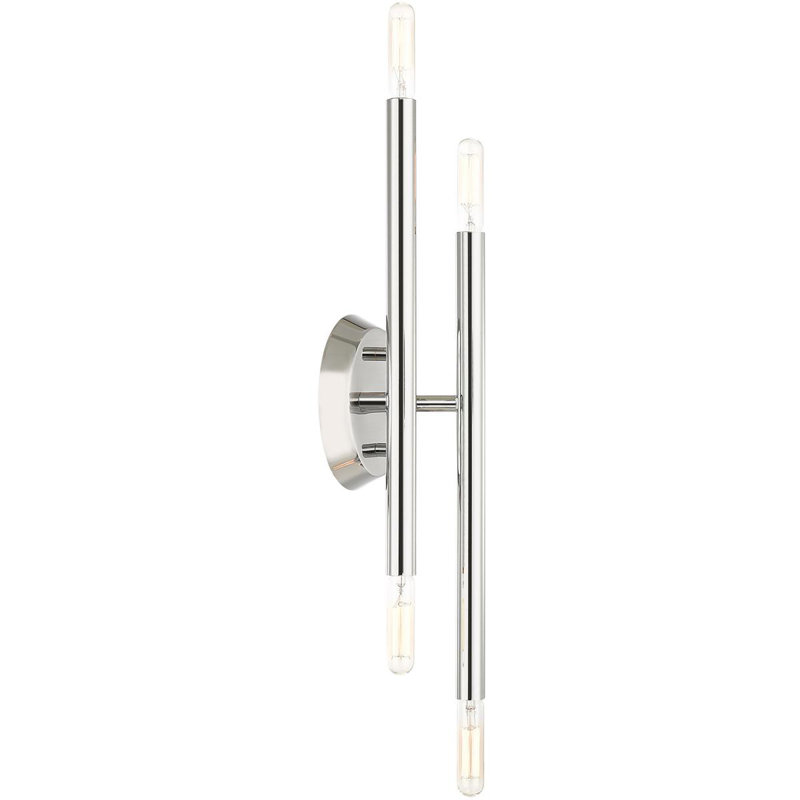 4 Light ADA Wall Sconce w/ Steel Base - 5.125 inch: Elegant & Functional Lighting, Polished Chrome
