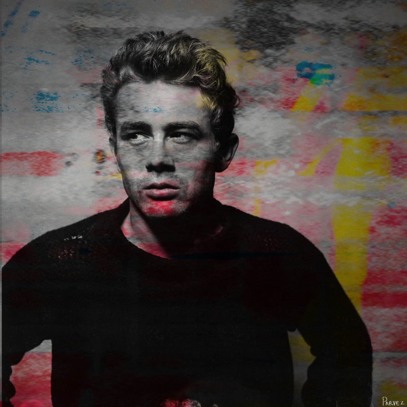 «James Dean - Torn Sweater # 1» par Parvez Taj, reproduction de photo sur toile tendue, 40 po x 40 po