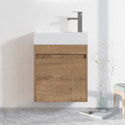 Ensemble de meuble-lavabo flottant en imitation de chêne Roomfitter
