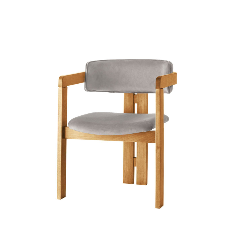 Chaise d'appoint moderne en velours, brun clair et chêne, 22,8 po x 29,9 po x 19,3 po | Structure 100% bois, tissu contreplaqué et velours | Design scandinave élégant, capacité de 400 lb | Parfait pour le salon et le bureau personnel