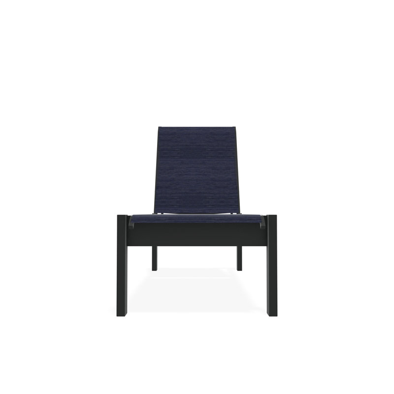 Leeward Sling Marine Grade Polymer Lay-flat Stacking Armless Long Frame Chaise with Wheels, Collect Indigo, Graphite