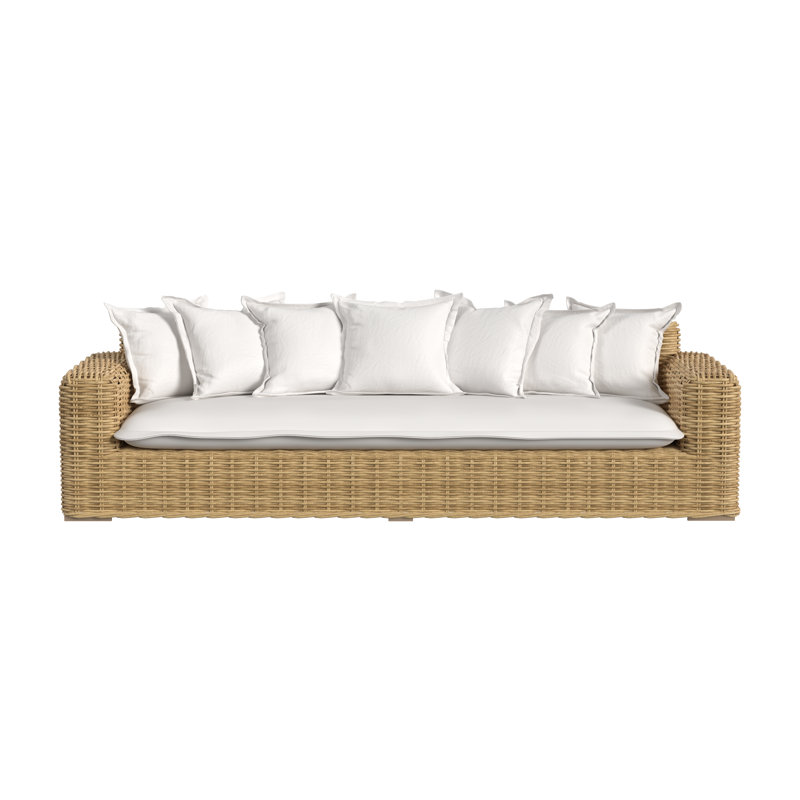 Playa 112.6'' Wide Straight Premium All-Weather Wicker Patio Sofa with Sunbrella® Cushions
