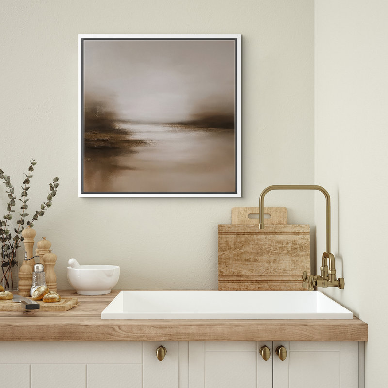 Reproduction de paysage abstrait encadrée d'art mural sur toile pour un décor rétro, H 24 po x l 24 po, Blanc
