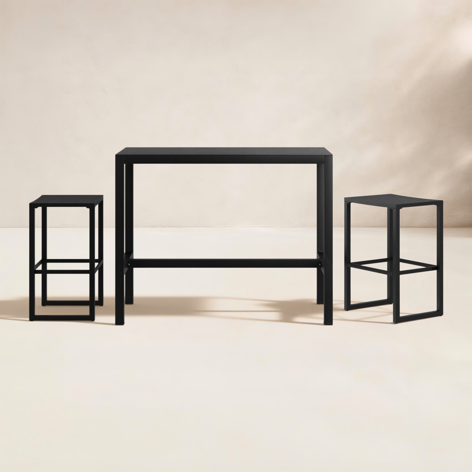 Armando 54'' Rectangular Outdoor Dining Set, Black, 2