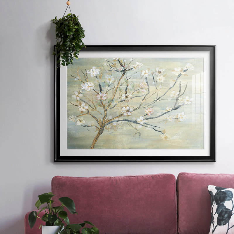 " Blossoms & Spring Rain ", Black, 19" H x 27 W x 1.5 D
