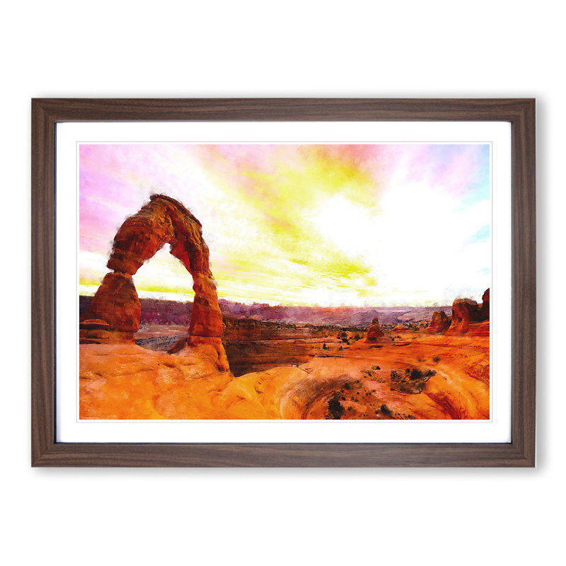Stone Arch in the Moab Desert - Picture Frame Painting, Walnut Framed, 48cm H x 65cm W x 2cm D