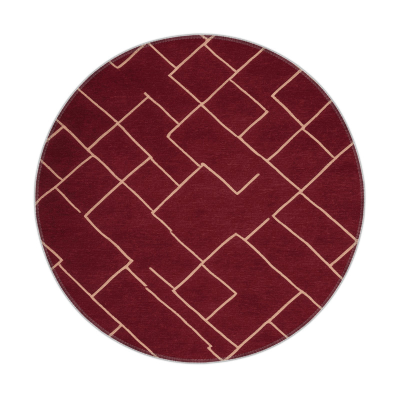 Tapis rouge intérieur et extérieur Trellis, Rond 5 pi