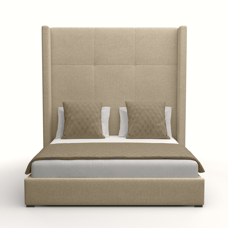 Lit tapissier standard Esparto, Grand lit taille haute, Revolution® graine de lin