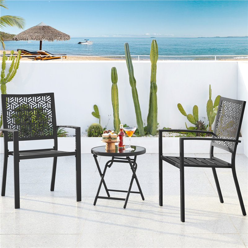 Parshall Round Metal Folding Outdoor Side Table , 46cm W x 46cm D