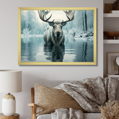 «Blue Blue Moose», impression sur toile encadrée