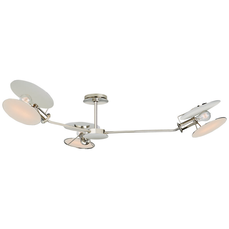 Thomas O'Brien Osiris Large Asymmetric Semi-Flush Mount, Polished Nickel