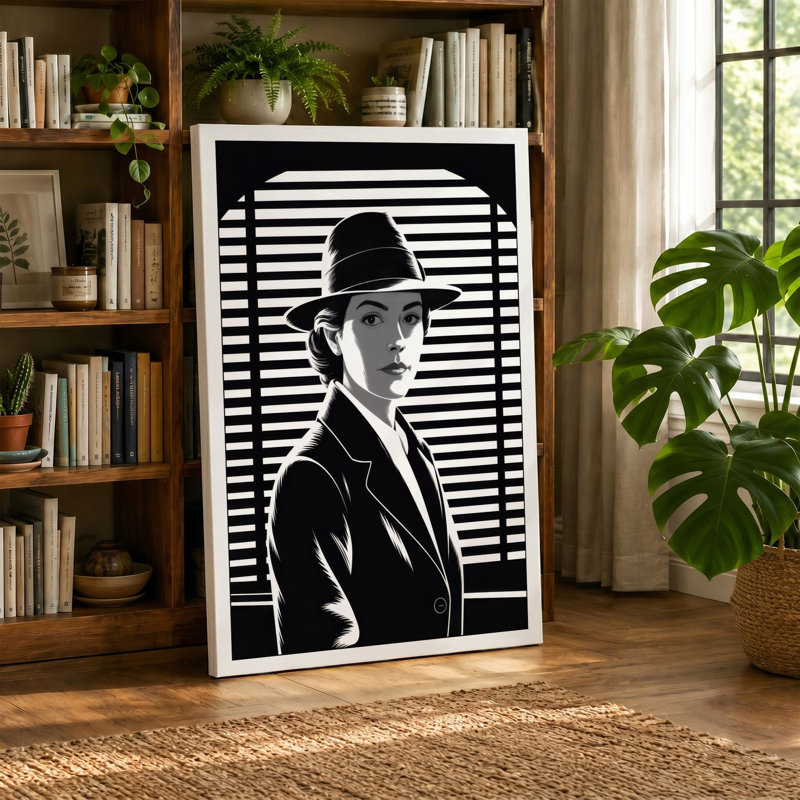 Silhouette in Noir Industrial - Wrapped Canvas, 24x16 - 61.0 x 40.6 cm, Ochre Border