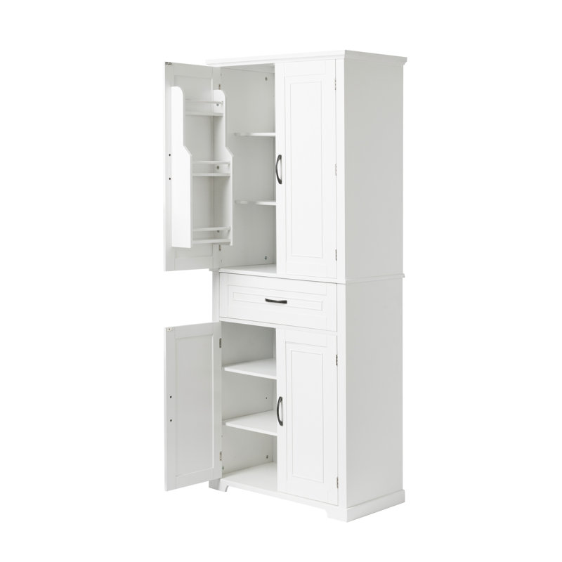 Bathroom Storage Cabinet With Doors And Drawer, Multiple Storage Space, Adjustable Shelf, Bathroom Storage, White