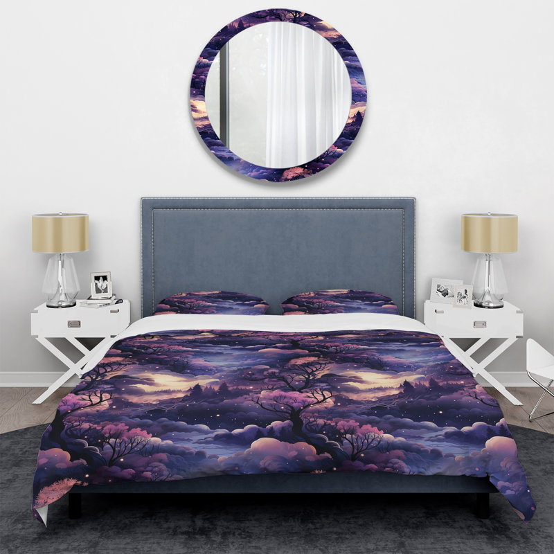Dusky Dreamscapes Moody Patterns Floral Duvet Cover, Queen Duvet Cover + 2 Standard Shams