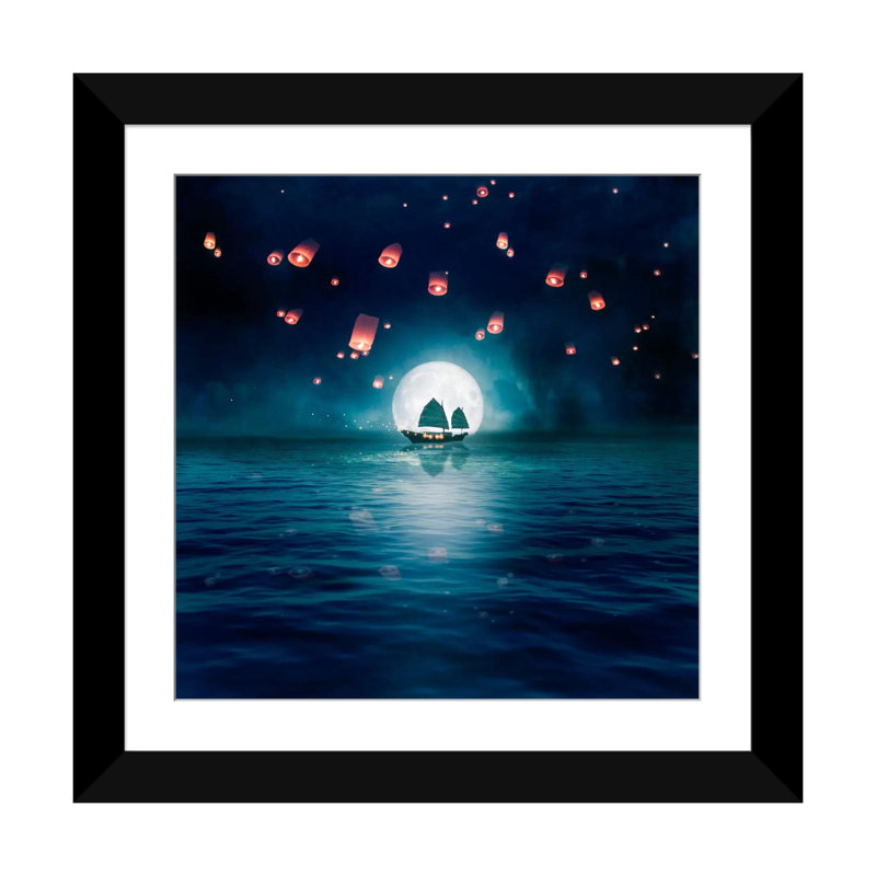 «Travel Through The Lights», reproduction d'impression sur toile tendue, Papier beaux-arts encadré noir, Blanc