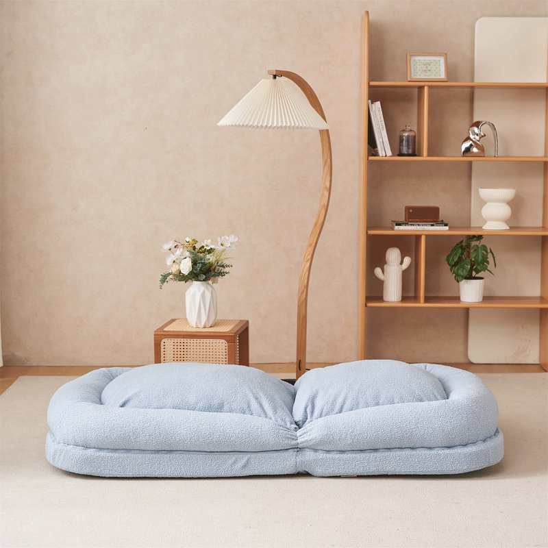 Canapé-lit rabattable, réglable à 18 positions, multifonctionnel et peu encombrant pour la vie moderne, Tissu bleu