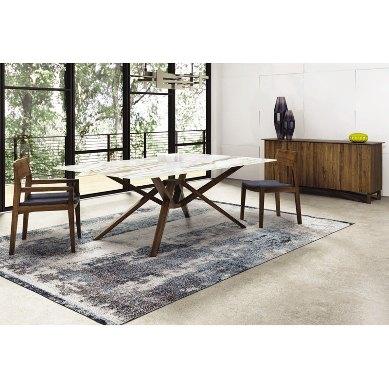Exeter Rectangular Dining Table, 30"H x 84"L x 48"W, White, Natural Walnut