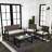 Elina Modern 4-Piece Brown PE Rattan Wicker Outdoor Patio Conversation Set with Cushions, Black Steel Frame & Gray Acacia Wood Table-1228251981