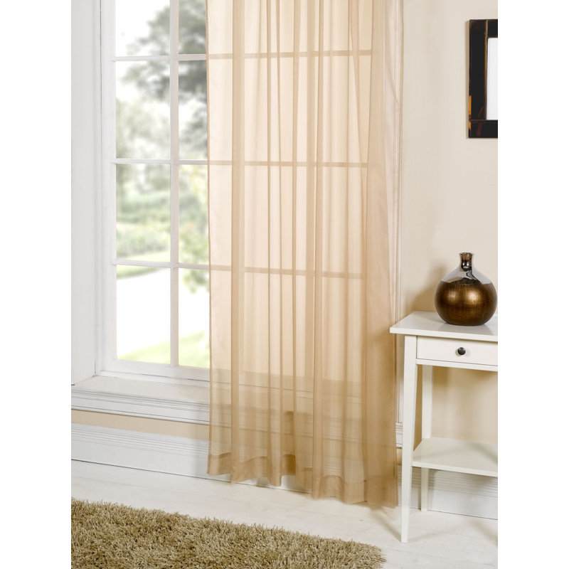 Mirri Sheer Curtain Single Panel, 145 W x 112 D cm, Beige