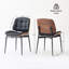 Chaises de salle à manger Mid-Century modernes avec dossier en grain de noyer, ensemble de 2 chaises de salle à manger en similicuir noir-513693481-513504654