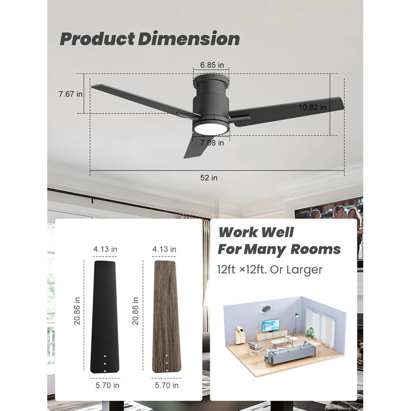 52'' Ceiling Fan with Light Kit