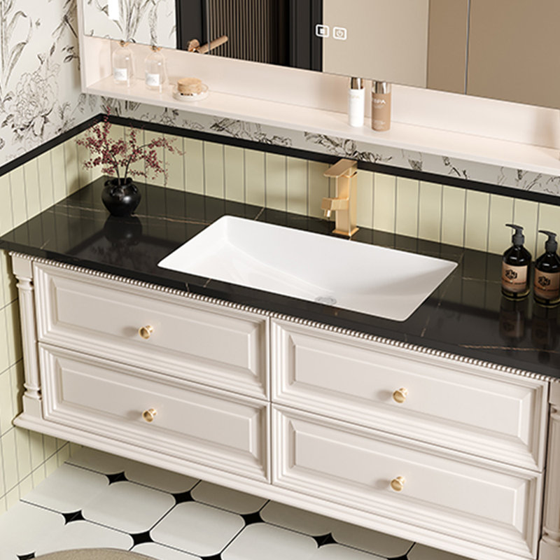 Retro simple American-style bathroom cabinet, Black, 51"