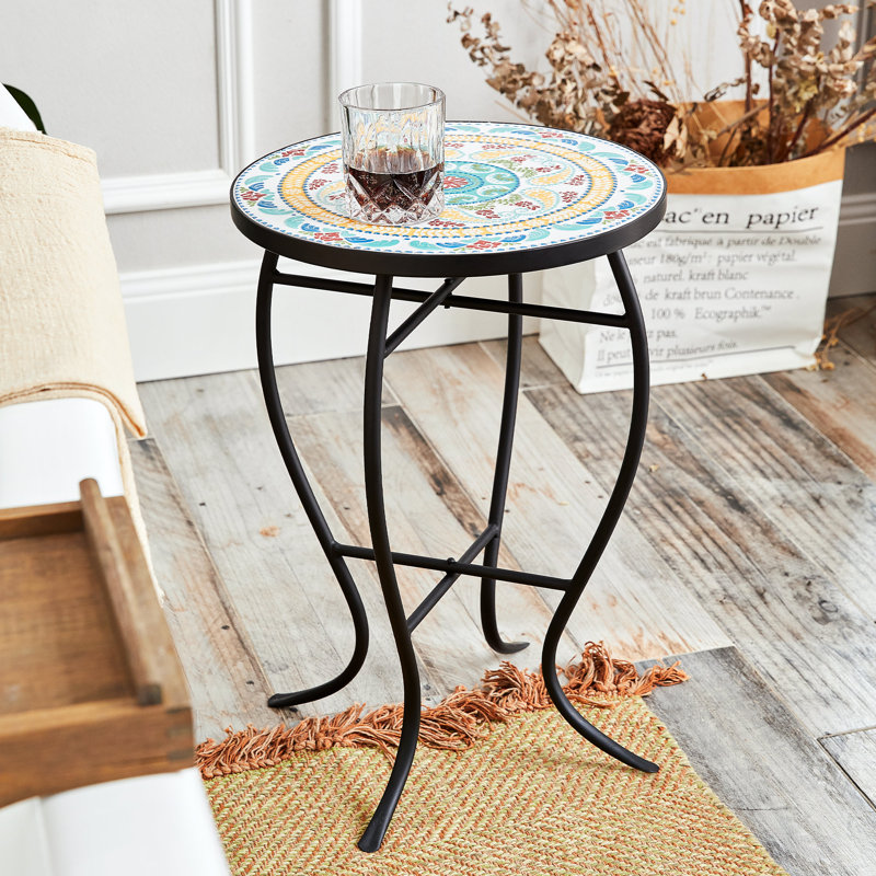 Bribie Patio Side Table, Green Floral