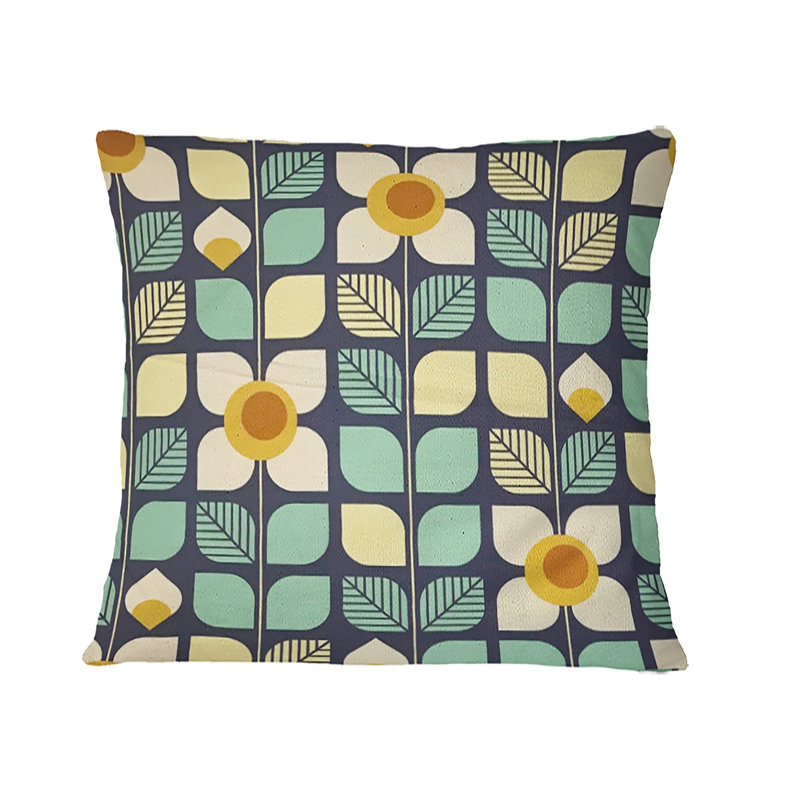 Coussin Botanical Retro Design III - Mid-Century Modern, 18 po x 18 po