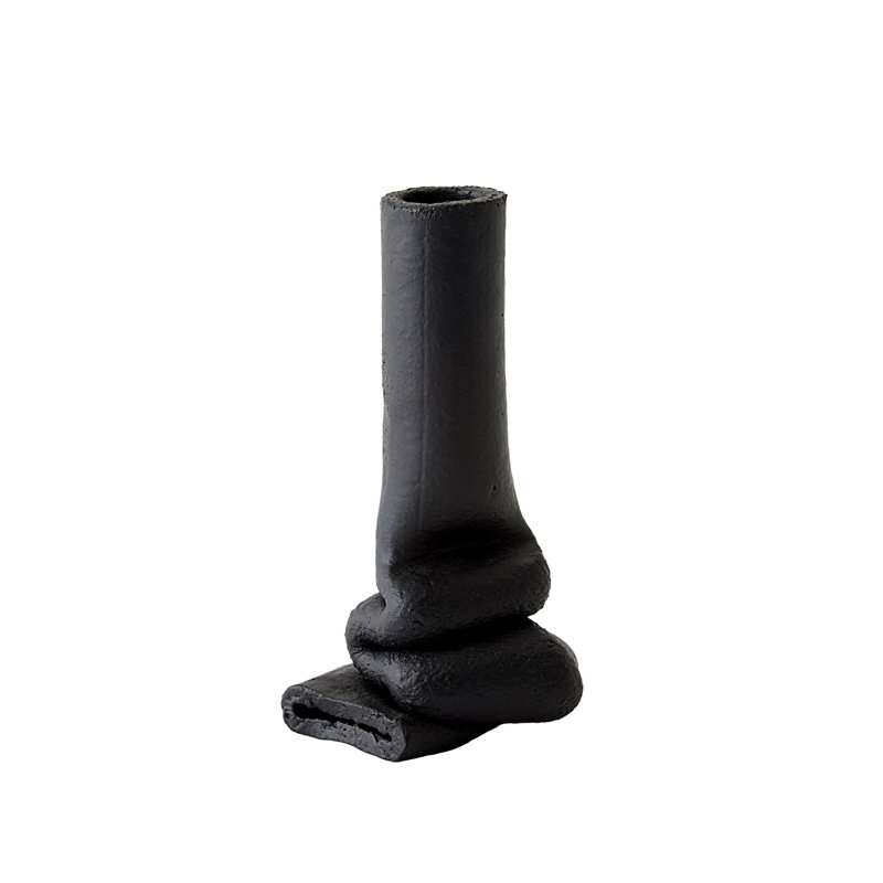 Squoze Handmade Ceramic Table Vase, Black, 9" H x 5" W x 4.5" D