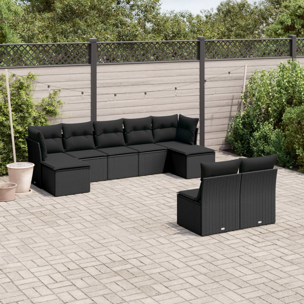 Vidaxl 9-Tlg. Garten-Sofagarnitur Mit Kissen Beige Poly Rattan