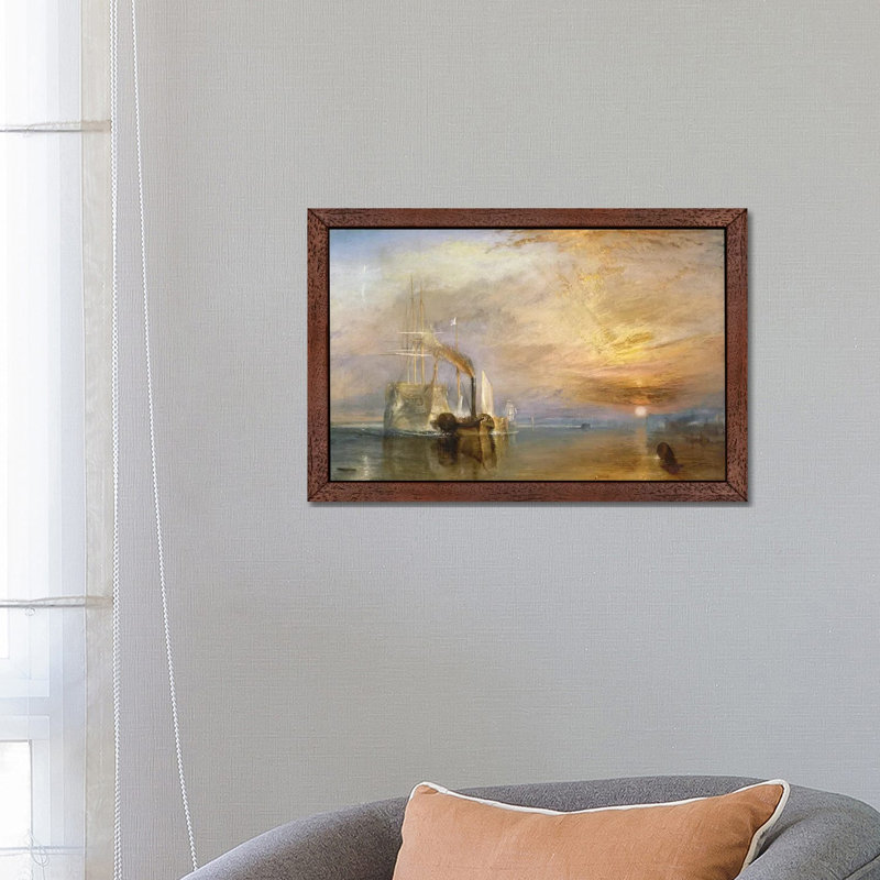 The Fighting Temeraire, 1839 by J.M.W. Turner - Painting on Canvas, 66.04 cm H x 45.72 cm W, Brown Framed