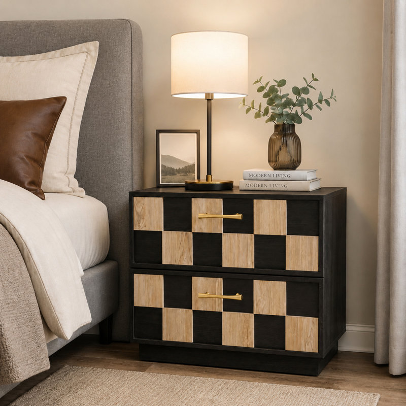 Table de chevet 24 po avec 2 tiroirs de rangement Harolw