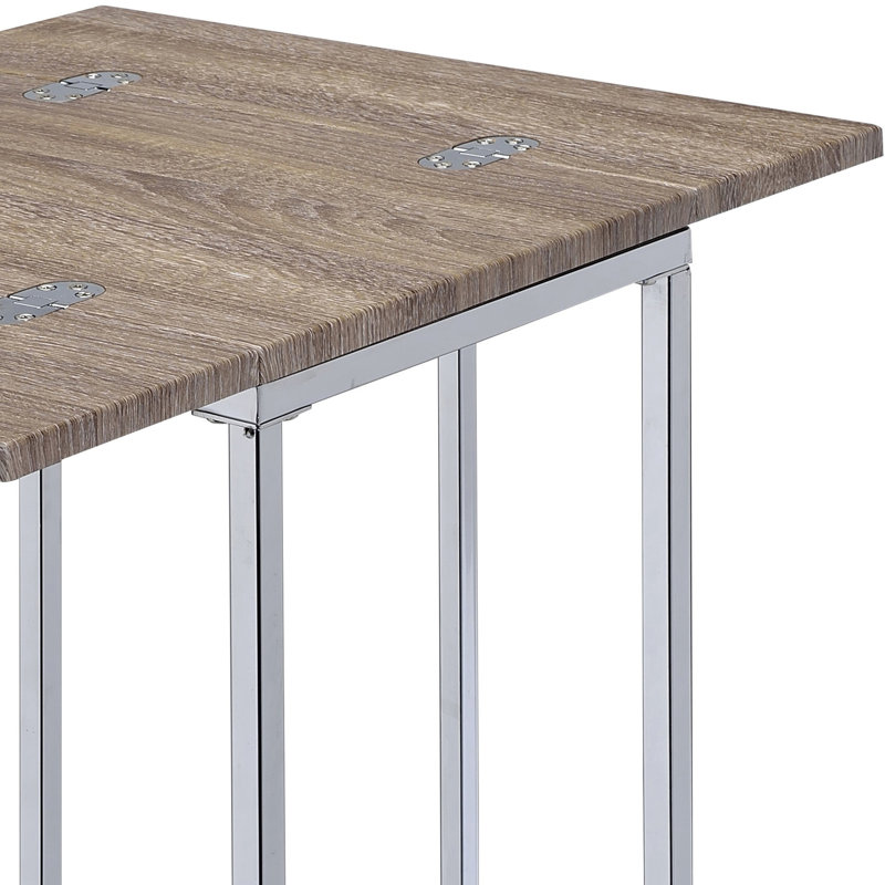 Chêne patiné et table d'appoint - Base extensible à forme géométrique, polyvalente