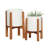 2 Piece Metal Indoor Outdoor White Planter with Removable Wood Stand Set-1533810097