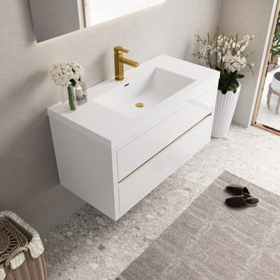 Single Bathroom Vanity with Stone Top