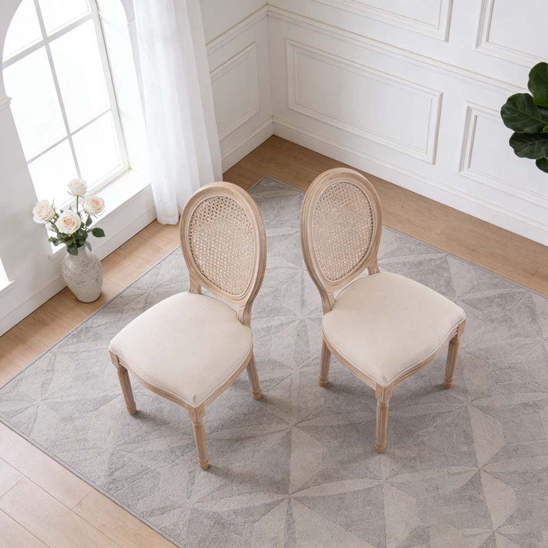 Solid Wood Frame Linen Fabric Dining Chair Set