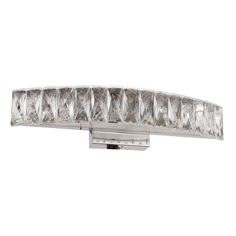 Applique murale Pioche en chrome DEL avec détails en cristal transparent, H 3 po x l 18 po x P 3 po
